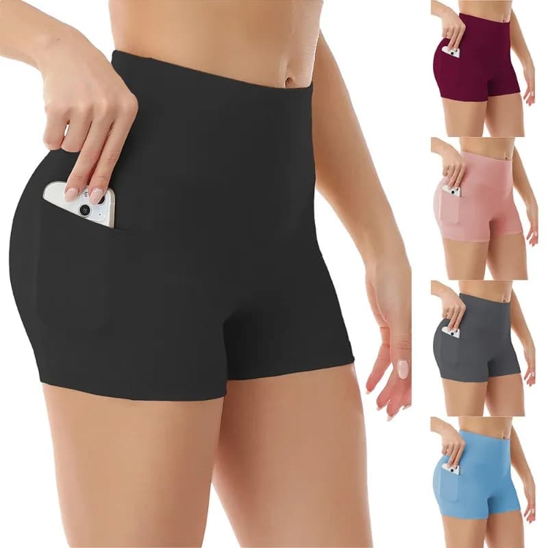 Pantaloncini Sportivi da Donna con Tasche, Leggings Corti da Yoga, Pantaloncini a Vita Alta Anti-trasparenza, Aderenti per Fitness, Asciugatura Rapida, per Ciclismo e Palestra