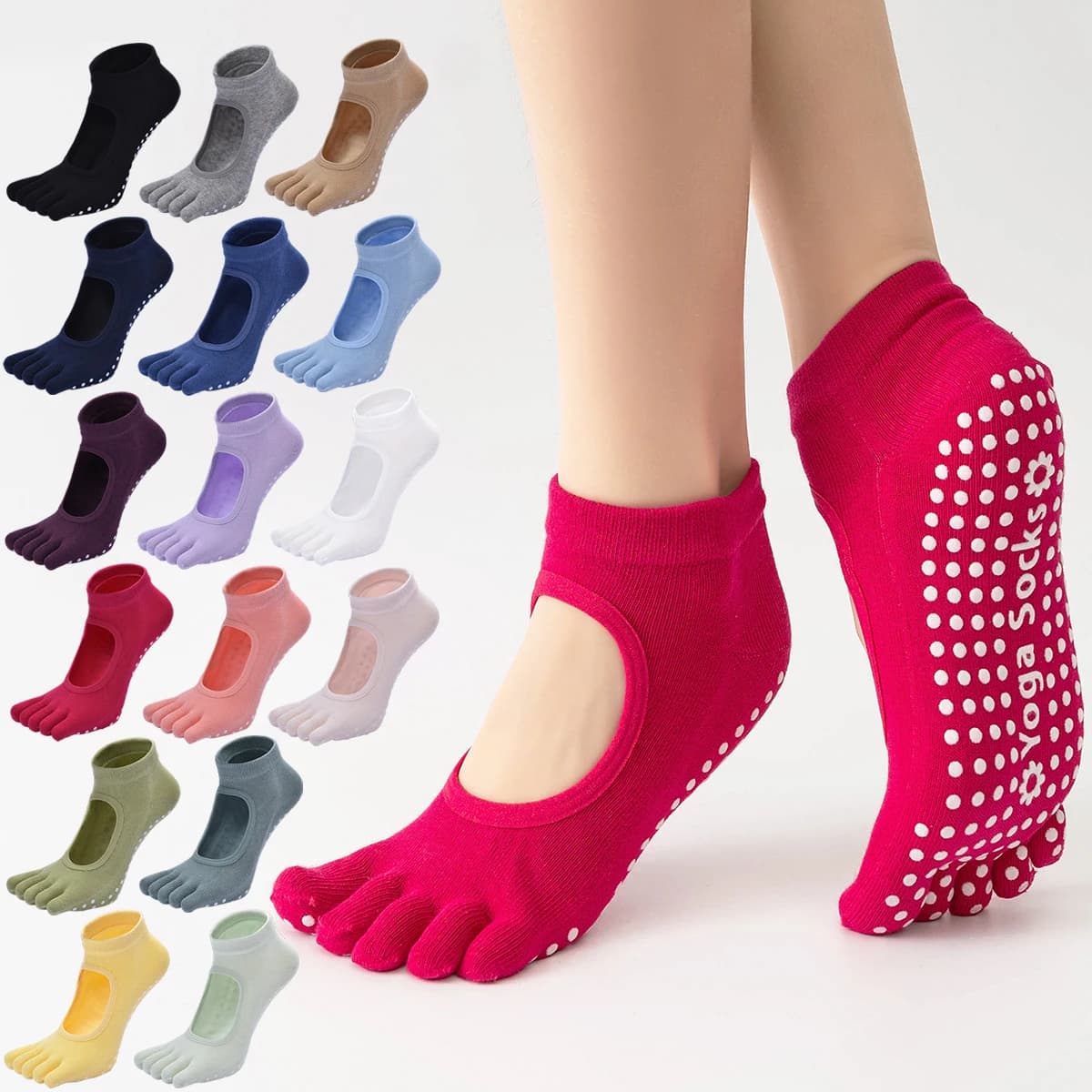 Women's Five Toe Yoga Socks Fitness Pilates Socks for Interior Anti-slip Cotton Slippers Women's Dancewear