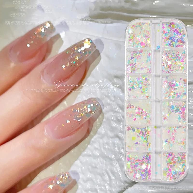 Misscheering 12 griglie/scatola sirena fantasia Glitter paillettes ornamento di paillettes per unghie scintillanti set decorazione per unghie fai da te