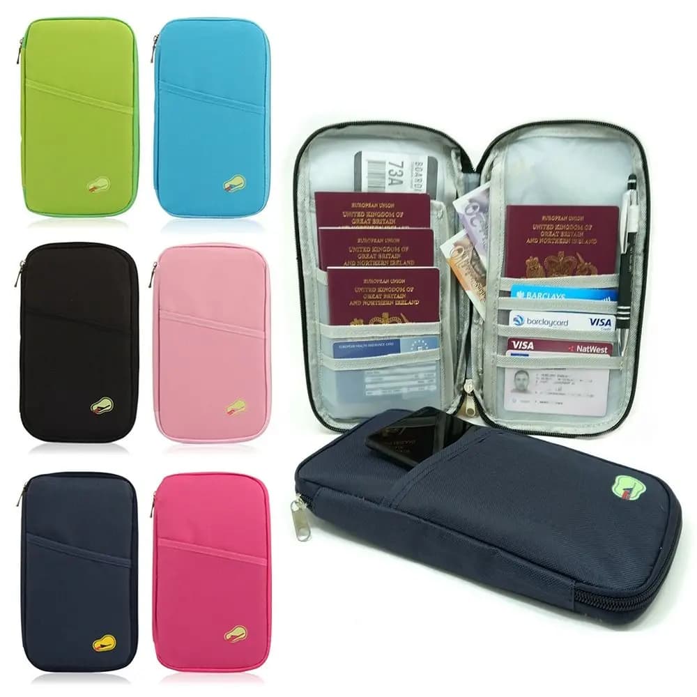 Portafoglio da viaggio borsa borsa con cerniera organizer porta documenti passaporto porta biglietti