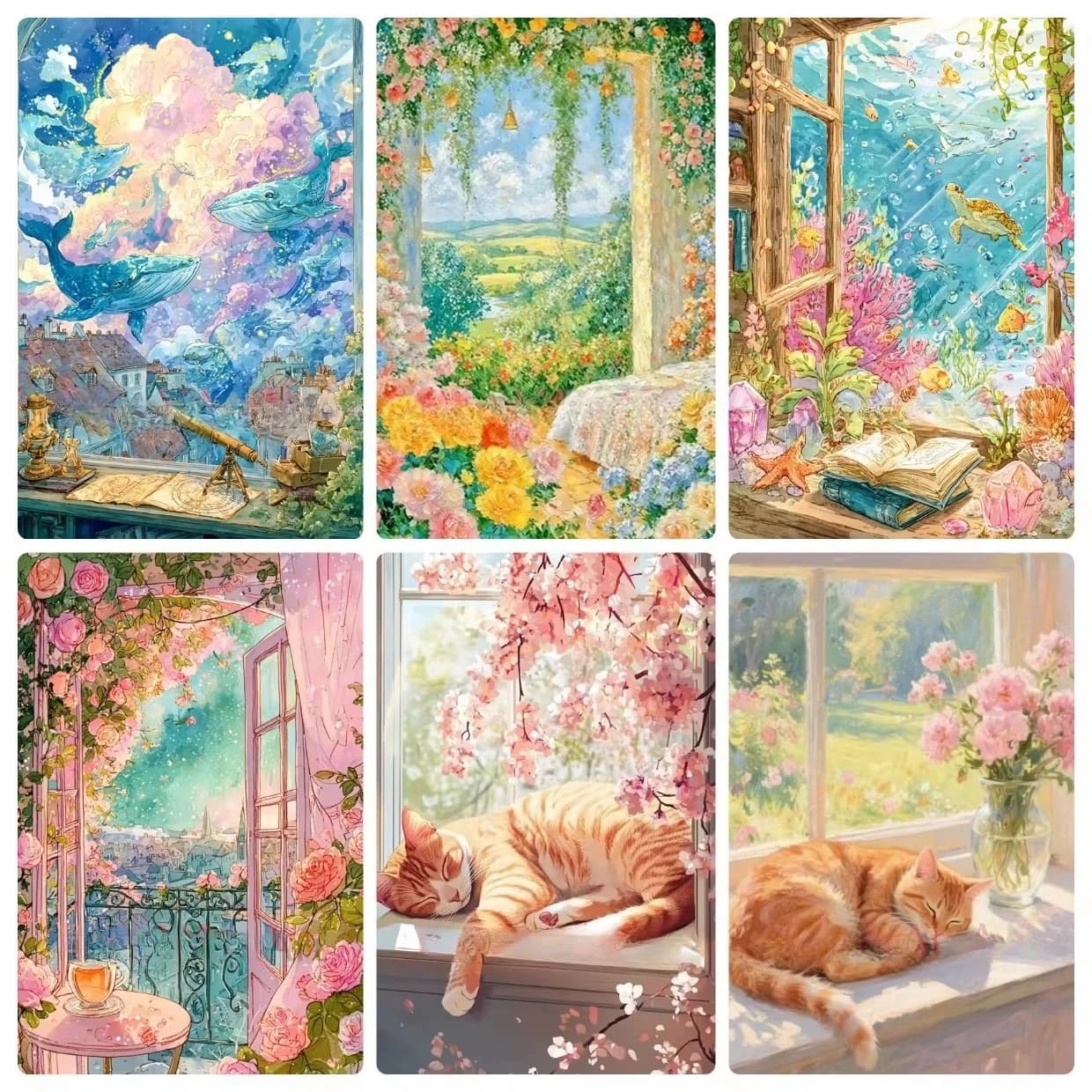 5D DIY Diamond Painting Kit Window View Landscape Paint Art Full Drill Rhinestone Mosaic Wall Decor Craft Kit Home Gift
