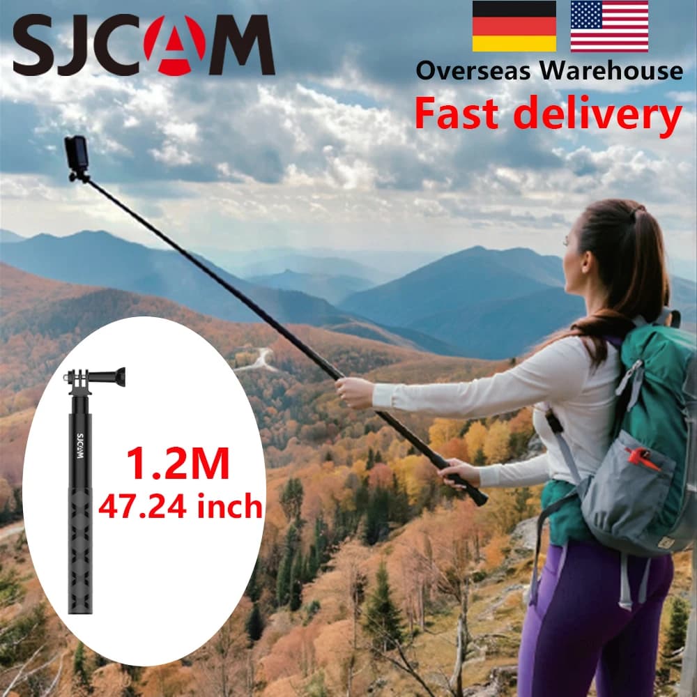 SJCAM 120 cm Selfie Stick allungabile per il tracciamento TikTok Vlog Action Camera SJ6 SJ8 SJ10 SJ11 C300 C400 Accessori robusti