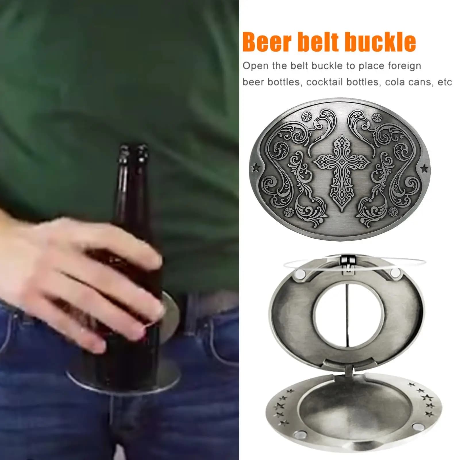Metal Beer Belt Buckle Hands-Free Outdoor Party Beverage Can Creative Holder Belt buckle For Place beer bottles cocktail bottles