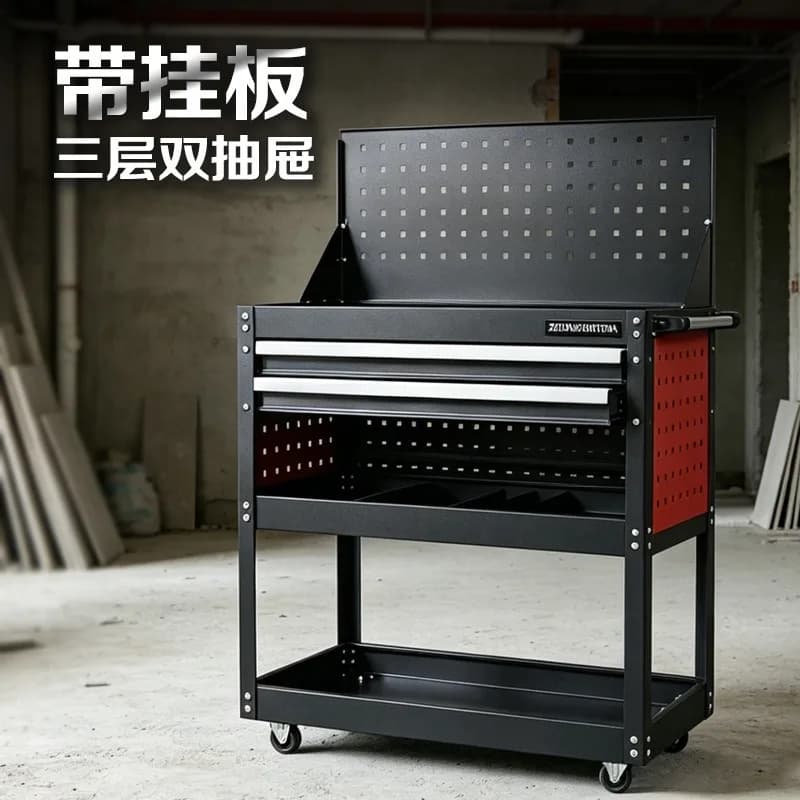 Auto Repair Shop Open Tool Management Car with Drawer Hanging Board Workbench Heavy Duty Mobile Tool Rack