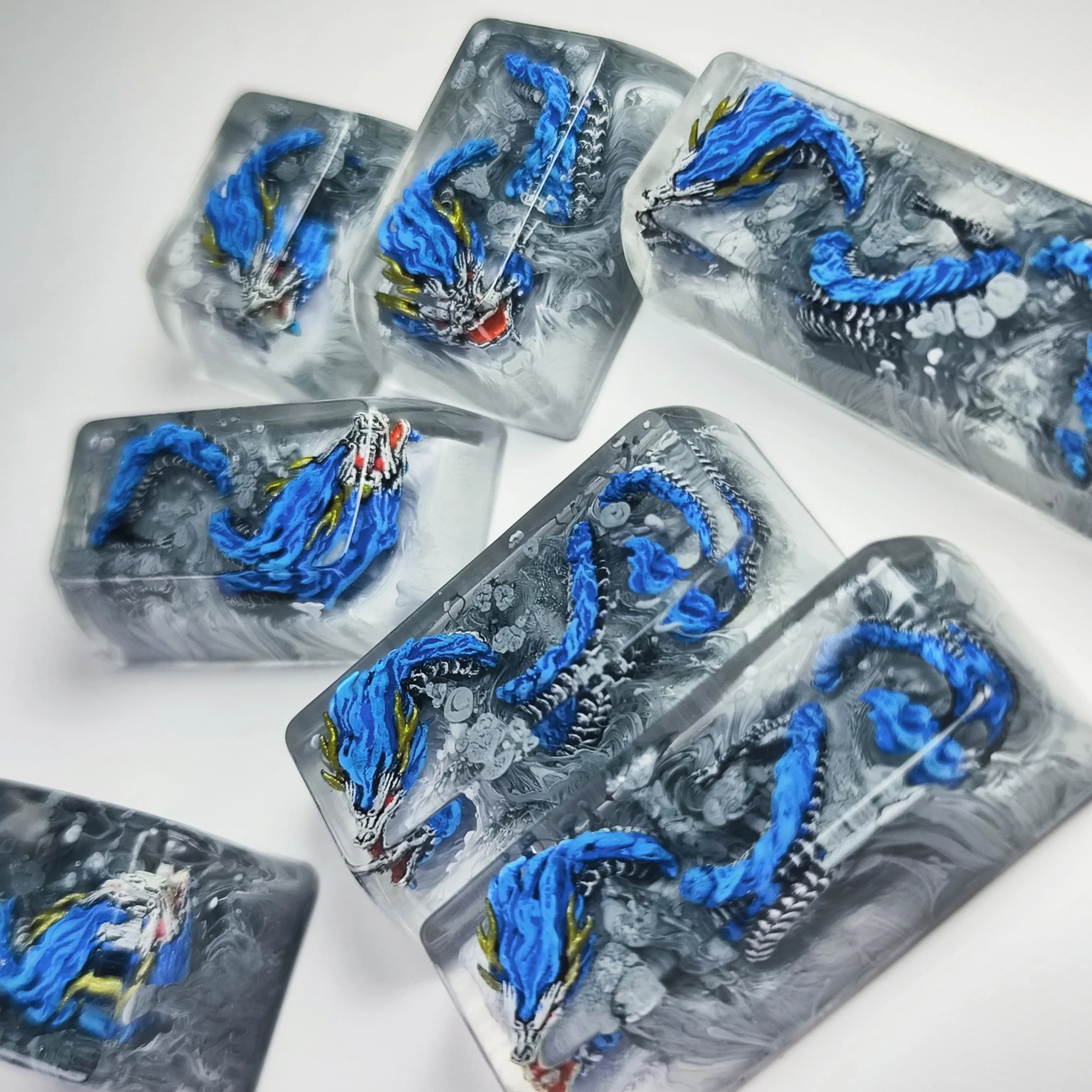 China Dragon Loong Artisan Resin Keycaps 1/1.25/1.5/1.75/2/2.25/2.75u SA Profile Enter Custom Key cap per tastiera meccanica