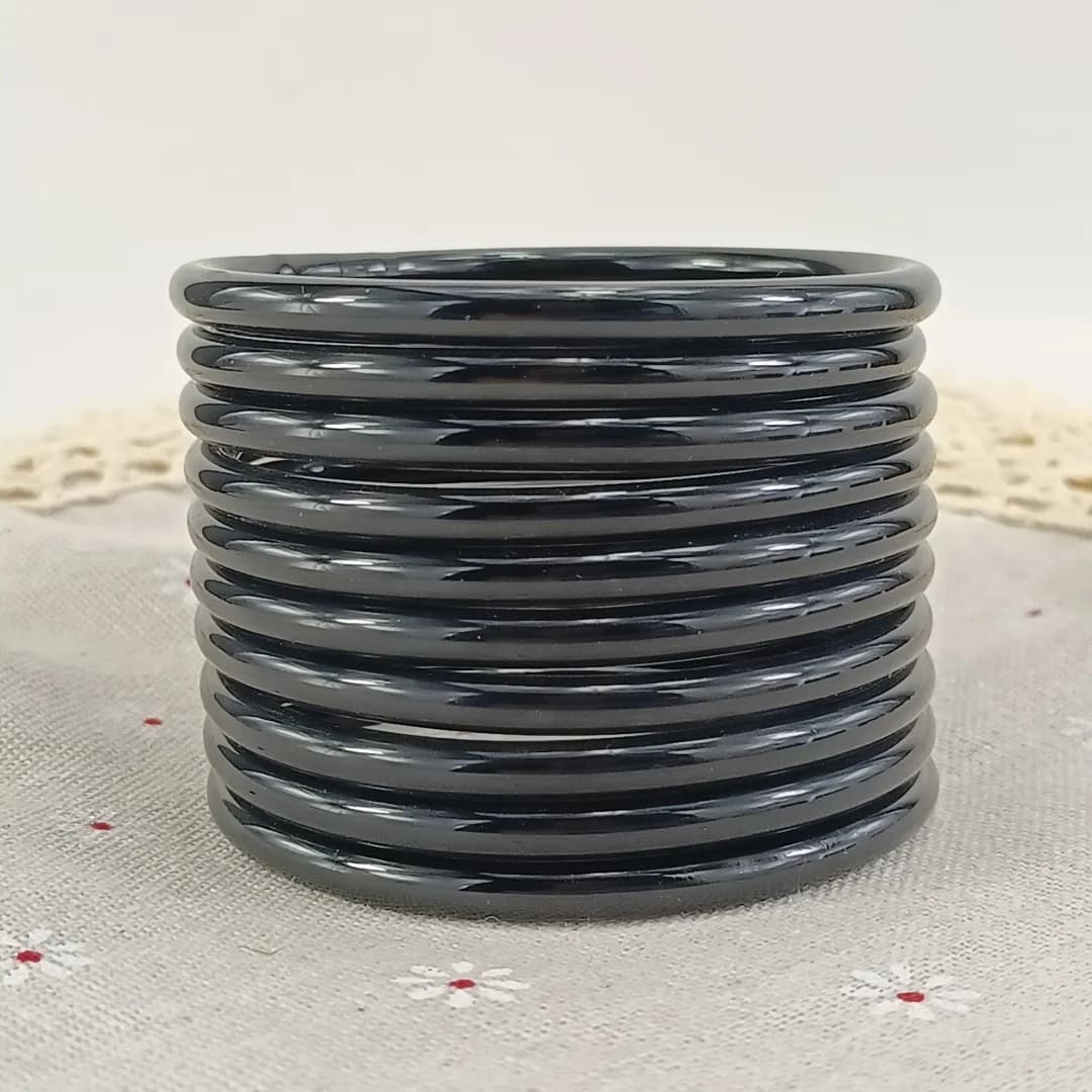 9/10 pieces of black solid lacquer tube bracelet for women, multi-layer stacked minimalist bracelet