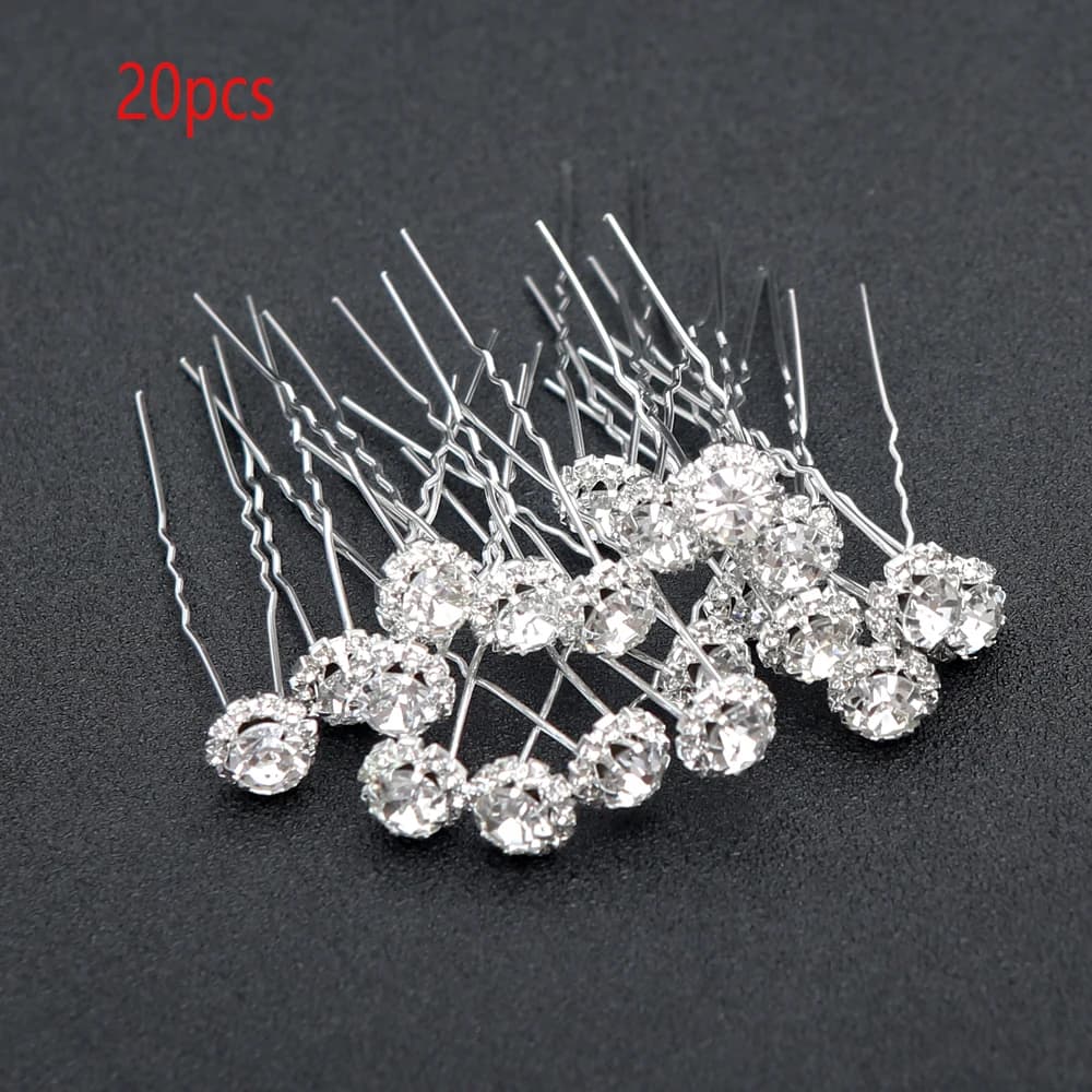 20 pieces fork for hair comb U shaped wedding pear elegant wedding flower crystal sticks for hair clip for women hairstyle accessories for jewelry