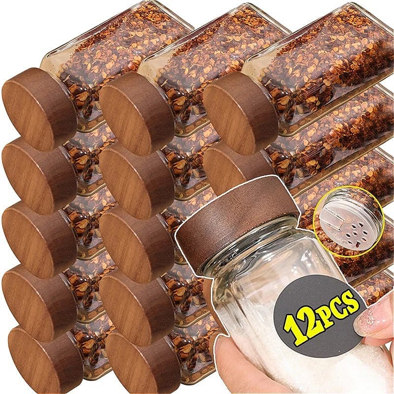 Set di Mini Barattoli in Vetro per Pepe, Bottiglie Sigillate per Spezie con Imbuto e Spazzola per la Pulizia, Contenitori per la Conservazione di Condimenti per Cucina e Barbecue