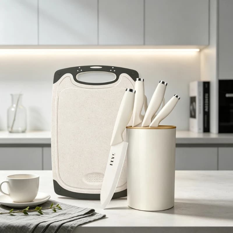 Ceramic Knife & Cutting Board Set, Kitchen Slicer & Chopping Board Combo for Baby & Home Food Prep, Sharp Rust-Proof Easy-Clean