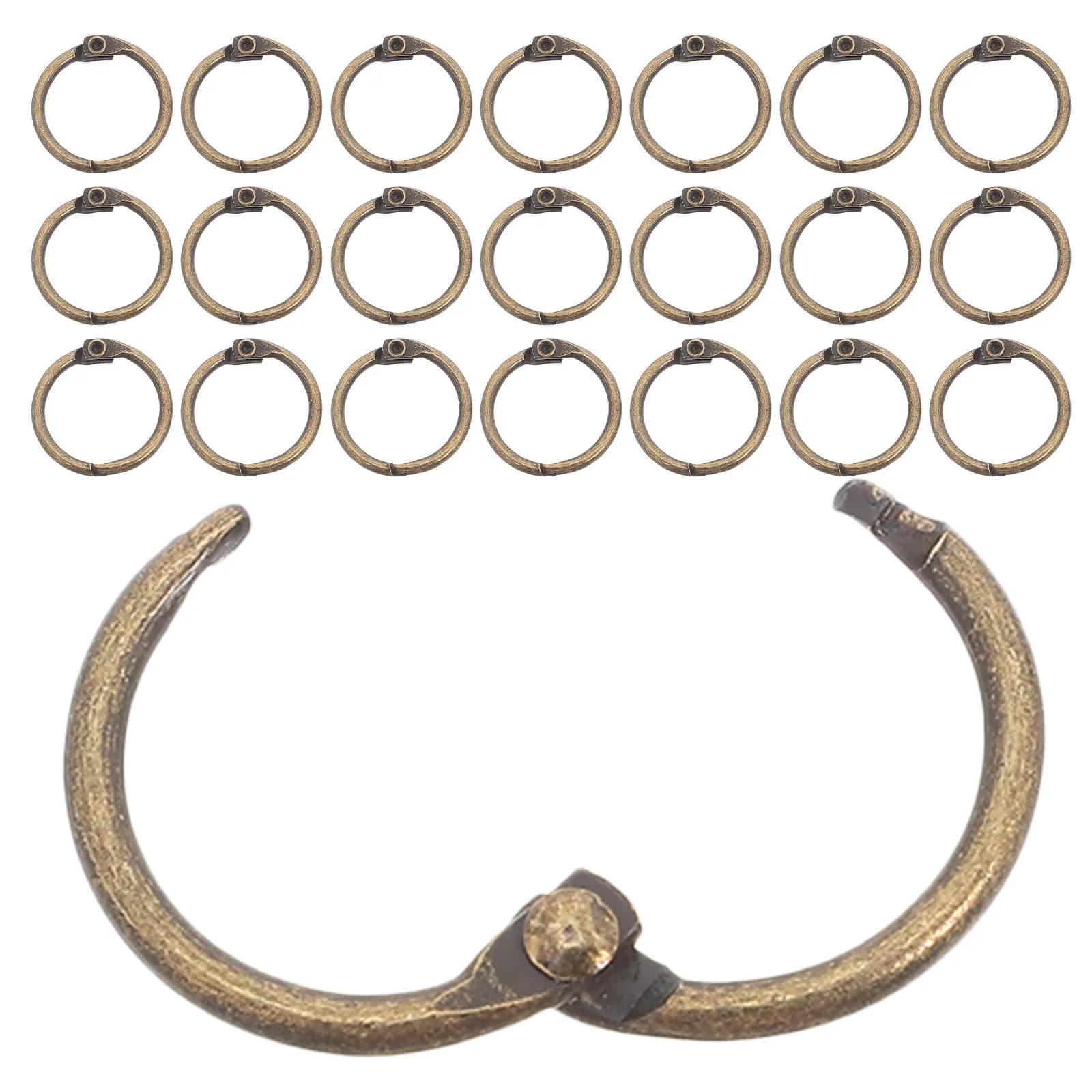 50 Pezzi Fermagli Metallici per Fogli Sciolti, Diametro Interno 20mm, Fibbia Apribile Dorata per Quaderni, Agende e Schede Indice