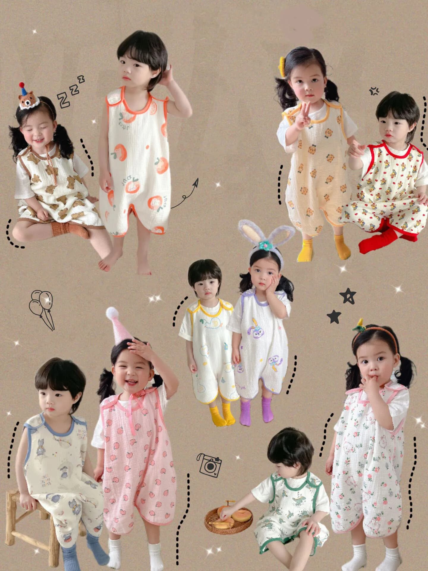 Summer Cute Footwear for Kids Carton Animated Slim Kids Vest Sleeveless 2024 Cotton Stripe Sleeping Bag 1-5 Year Kids