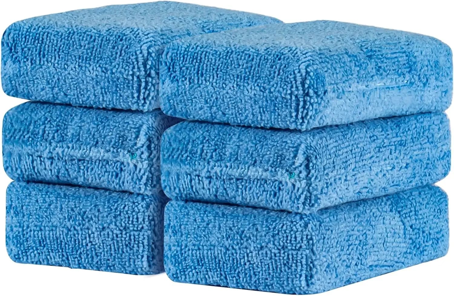 Set di 6 Tamponi Applicatori in Microfibra per Cera Auto, Spugne Rettangolari Blu 4,72x3,15 Pollici per Detailing Auto
