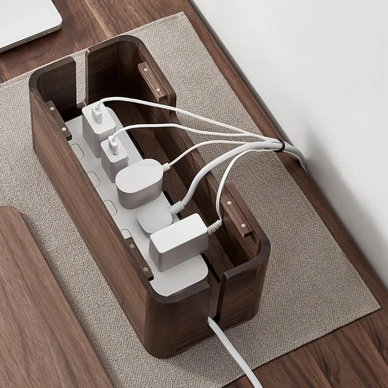 Scatola per correttori per prese di corrente in legno, organizer per cavi, gestione dei cavi domestici, supporto per router, per stanze senza disordine