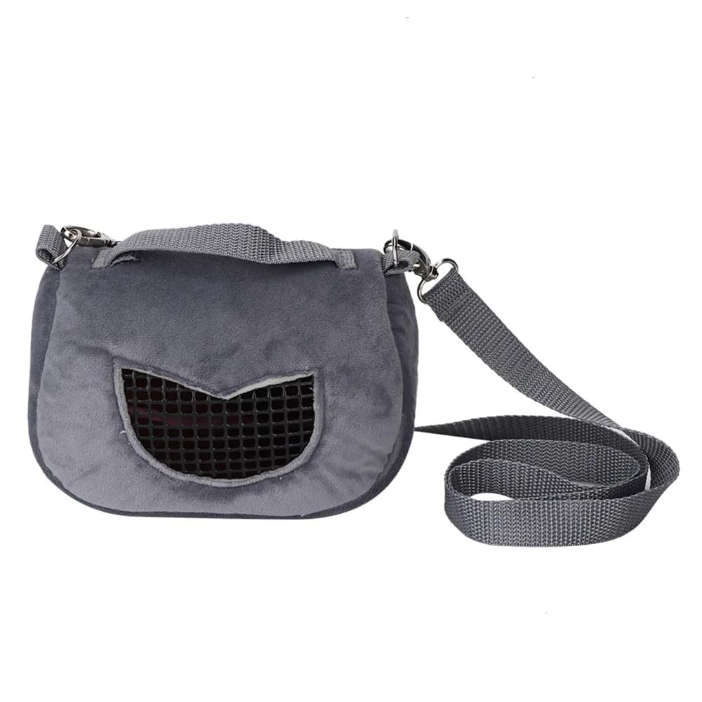 Gray Pet Carrier Bag Flannelette Breathable Small Pet Carrier Shoulder Strap Gridding Window Portable Pet Carrier Guinea Pig