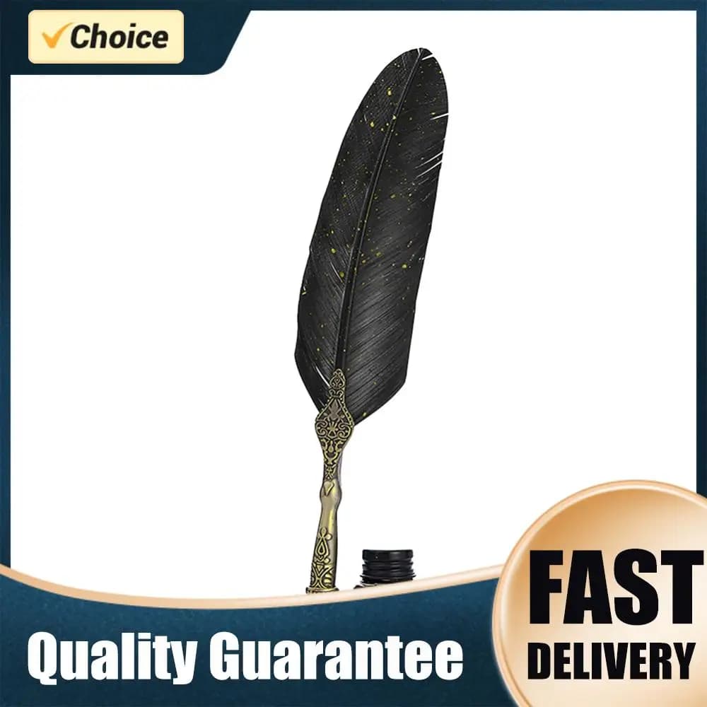 Calligraphy Feather Dip Pen with 2 Nib Set Quill Fountain Writing Pen Gift Box No Ink