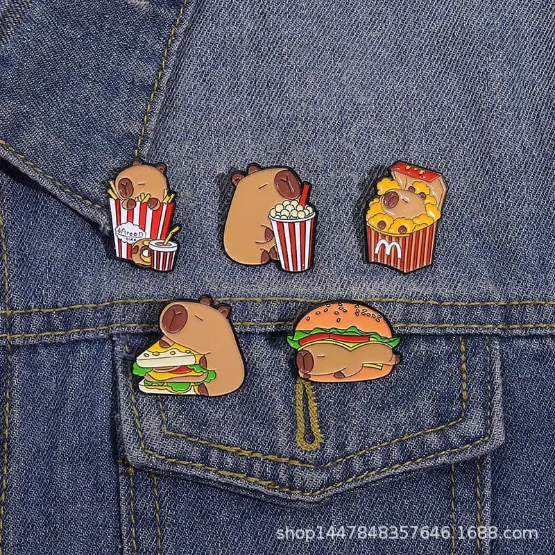 Spilla carina Serie Dolphin Burger Patatine fritte Cola Modello cartone animato Decorazione personalizzata Distintivo in metallo Spille smaltate Distintivo per zaino