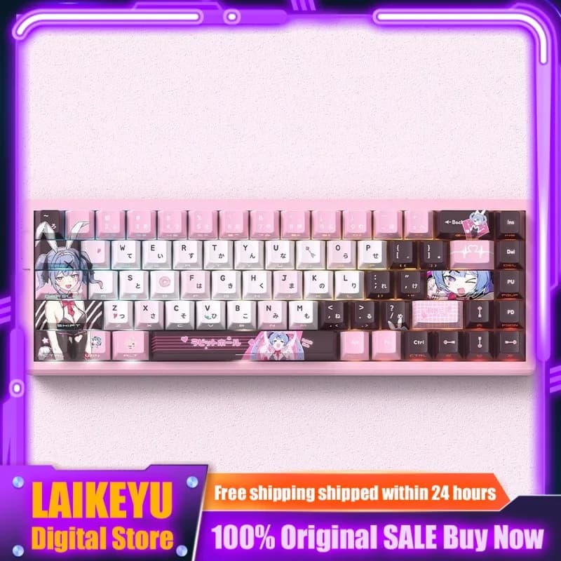 Copritasti anime a tema con foro di coniglio Tastiera meccanica Cherry PBT Copritasti carini personalizzati Regalo per cartoni animati per PC traslucido con incisione laterale