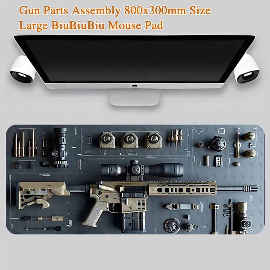 Gruppo parti di pistola 800x300mm Grande BiuBiuBiu Mouse Pad Gomma antiscivolo Computer Desktop Tastiera Mouse Tappetino da scrivania per casa e gioco