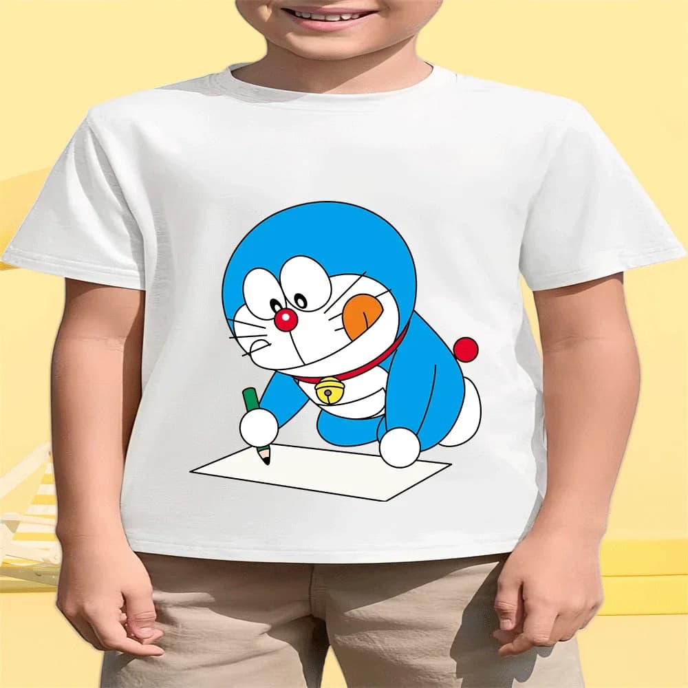 Maglietta in cotone con stampa cartone animato Doraemon per bambini e bambine 2026 - Moda estiva, super offerta