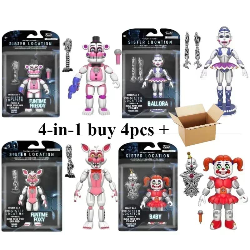 Nuove Figure FNAF: Nightmare Freddy, Bonnie, Foxy, Chica - Action Figure Articolate, Blacklight Freddy, Frostbe - Giocattoli da Collezione