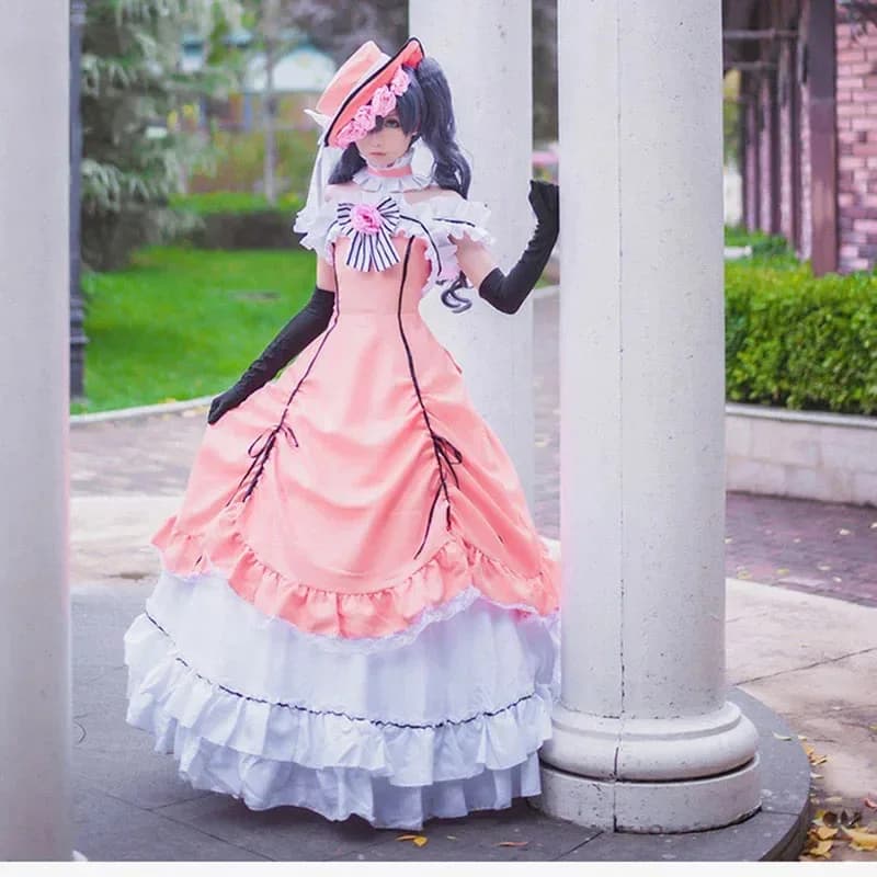 Anime Black Butler Ciel Phantomhive Abito Stivali Parrucca Kuroshitsuji Donna Lady Lolita Abiti da cameriera Uniforme Cosplay Costumesa;3,v'5.