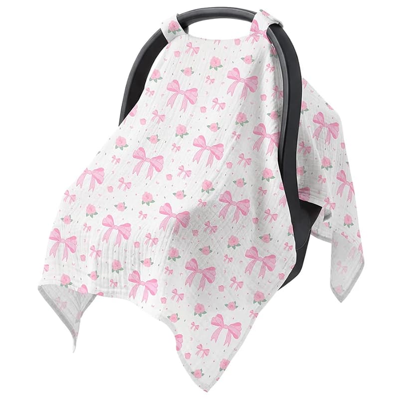 Tettuccio Parasole in Cotone Muslin per Seggiolino Auto Neonato, Copertura Morbida Traspirante per Passeggino Estivo, Leggero per Neonati Maschi e Femmine