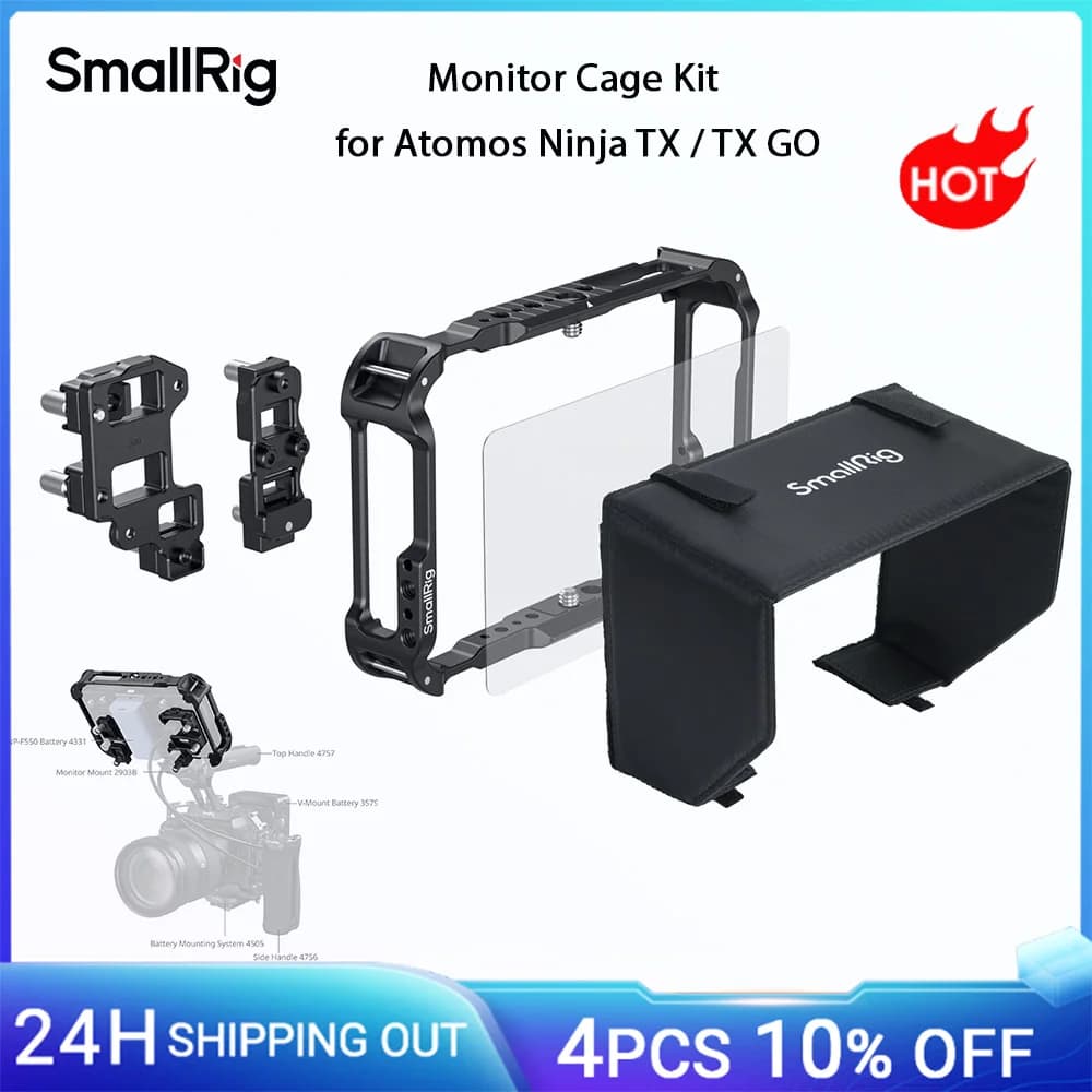 SmallRig monitor cage kit for Atomos Ninja TX / TX GO, with cable clamp protection sunscreen, with NATO H21 "HawkLock" H21 5708
