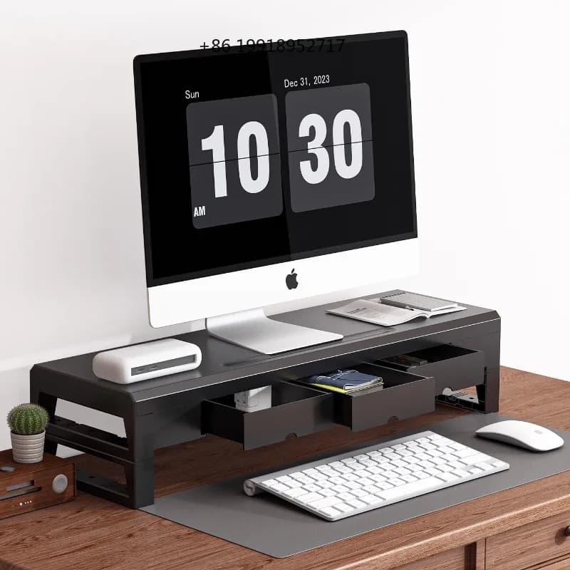 Monitor Riser with Drawer Shelf, Metal Desktop Display Stand Computer Support Rack, USB Charging Expansion Dock tidy home JJ167
