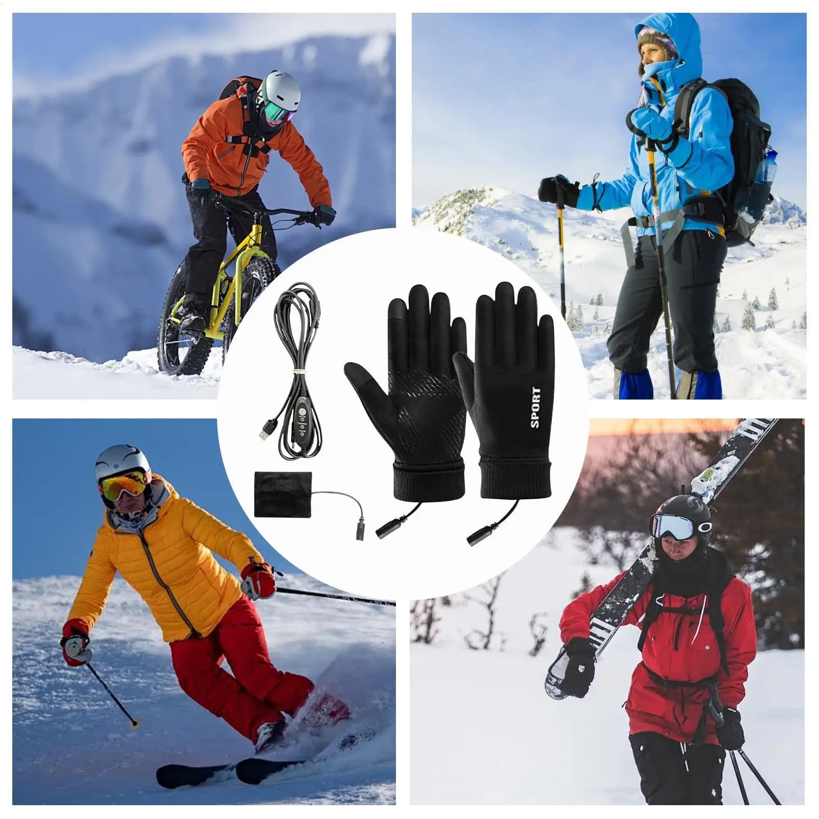 Guanti da uomo invernali antivento termici scaldamani elettrici guanti invernali per moto sci escursionismo lavoro tempo freddo neve