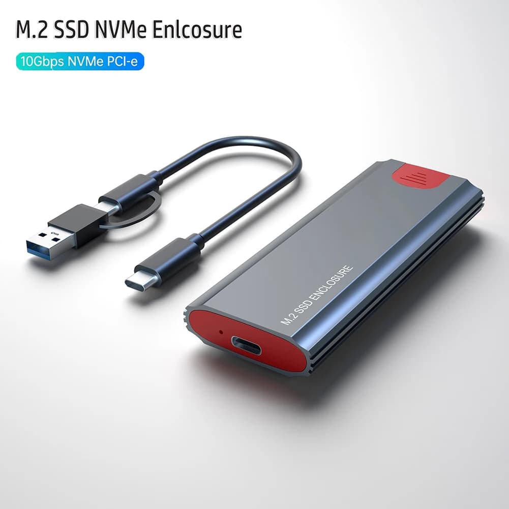 Adattatore per custodia SSD M.2 NVMe Custodia in alluminio USB C 3.1 Gen 2 Custodia esterna da 10 Gbps a NVMe PCIe per strumento SSD M2 NVMe gratuito