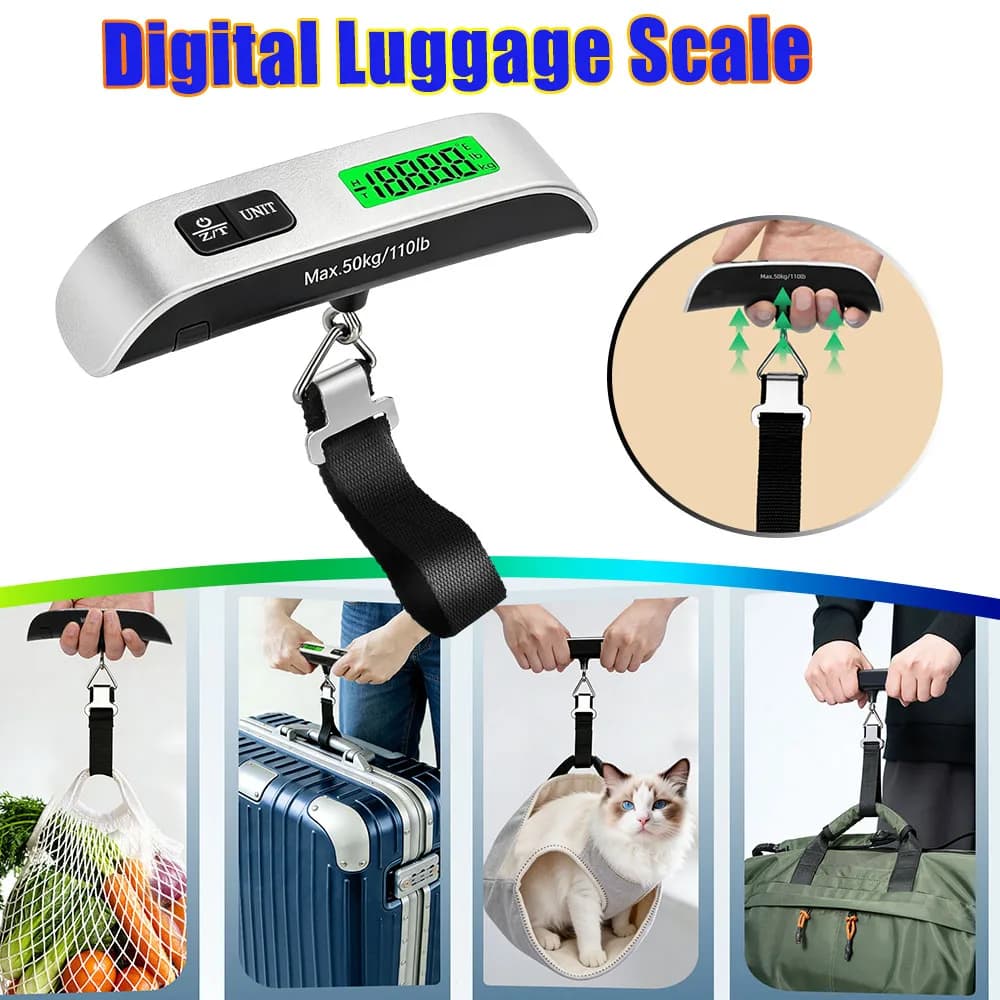 Bilancia digitale portatile per bagagli, bilancia elettronica portatile per valigie da viaggio, strumento di prevenzione del sovrappeso ad alta precisione