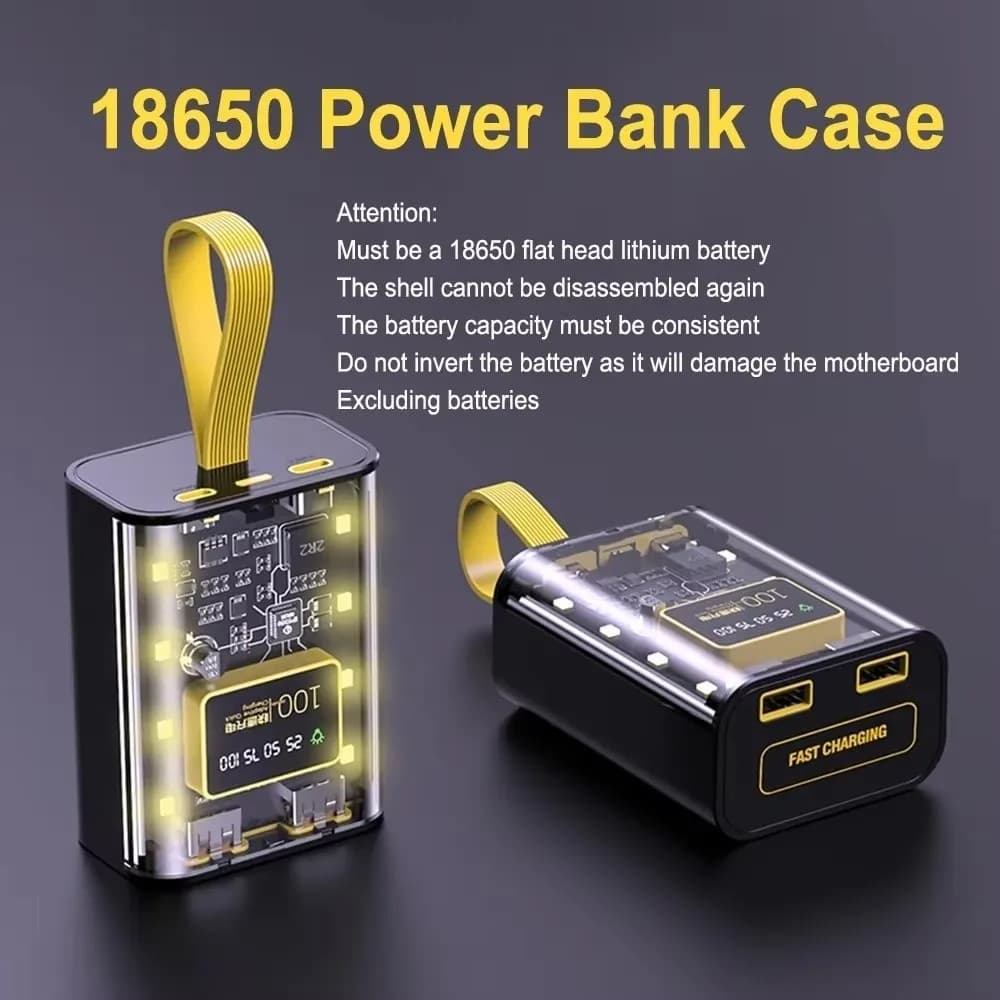 3*18650 DIY Power Bank Case Fast Charge Double USB Output Battery Storage Box 10W Charging Digital Display Power Bank Case