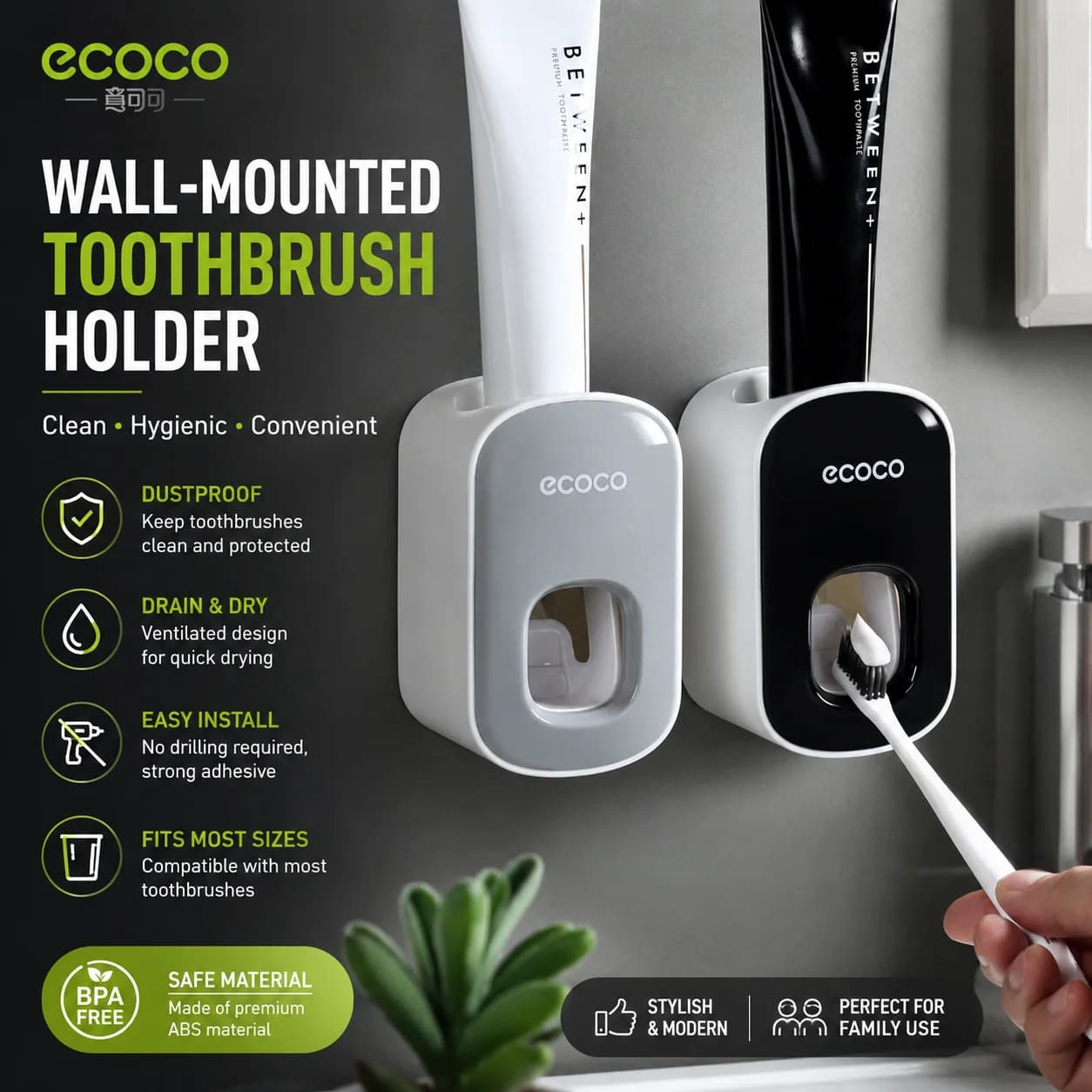 Automatic Toothpaste Squeezer Wall mounted Non Perforated Toothbrush Holder Lazy Toothbrush God Toothpaste Squeezer