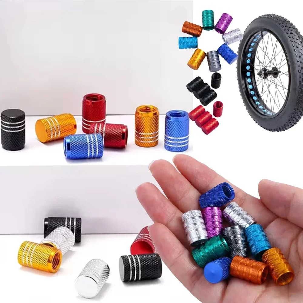 Tappi Cilindrici in Alluminio per Valvole Pneumatici Auto, Moto e Bici, Coperture Antipolvere in Lega con Superficie Reticolata per Cerchioni