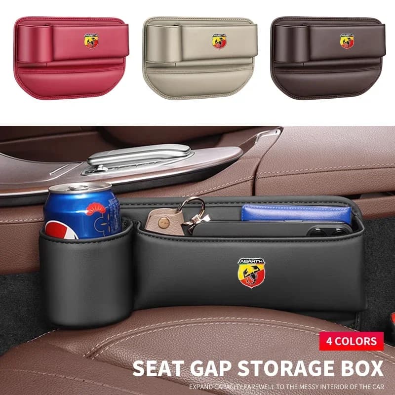 Seggiolino auto Fessura Gap Organizer Borsa portaoggetti in pelle per sedile anteriore per Abarth Punto 124 125 500 Stilo Ducato Pegatina Becquet Bravo