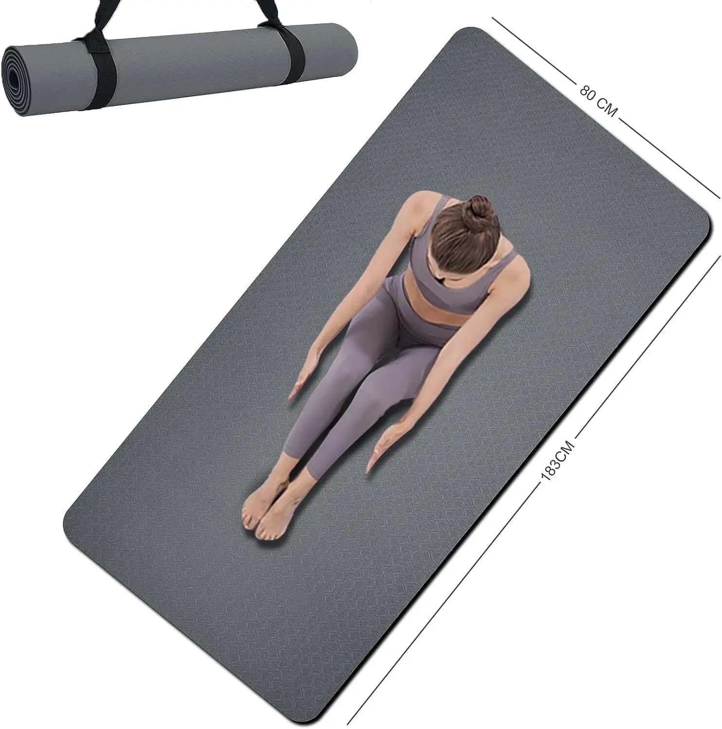 Tappetino da yoga antiscivolo a doppia faccia, 72'' x 32'' x 7 mm, extra largo e spesso in TPE, per donne, uomini e bambini, per allenamento a casa e pilates.
