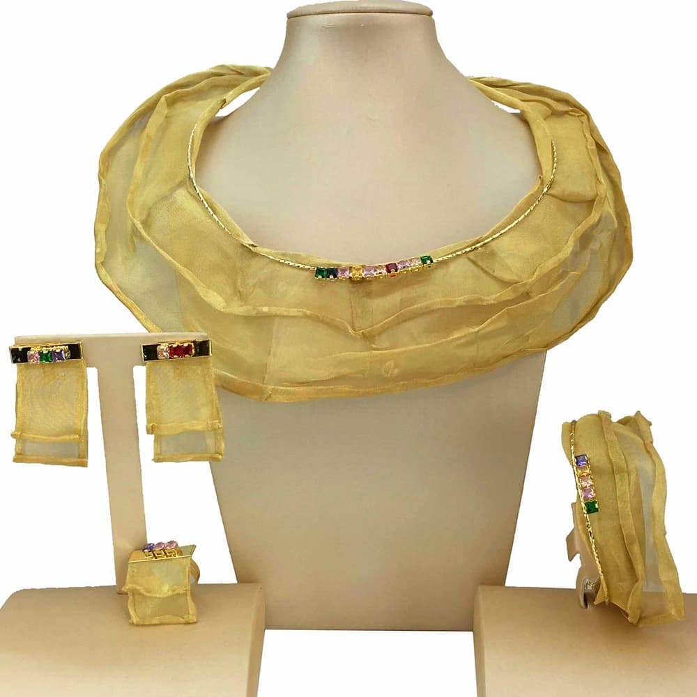 Set di gioielli da sposa africani di qualità di lusso, collana leggera in stile brasiliano semplice per donne, regali per feste FHK18192