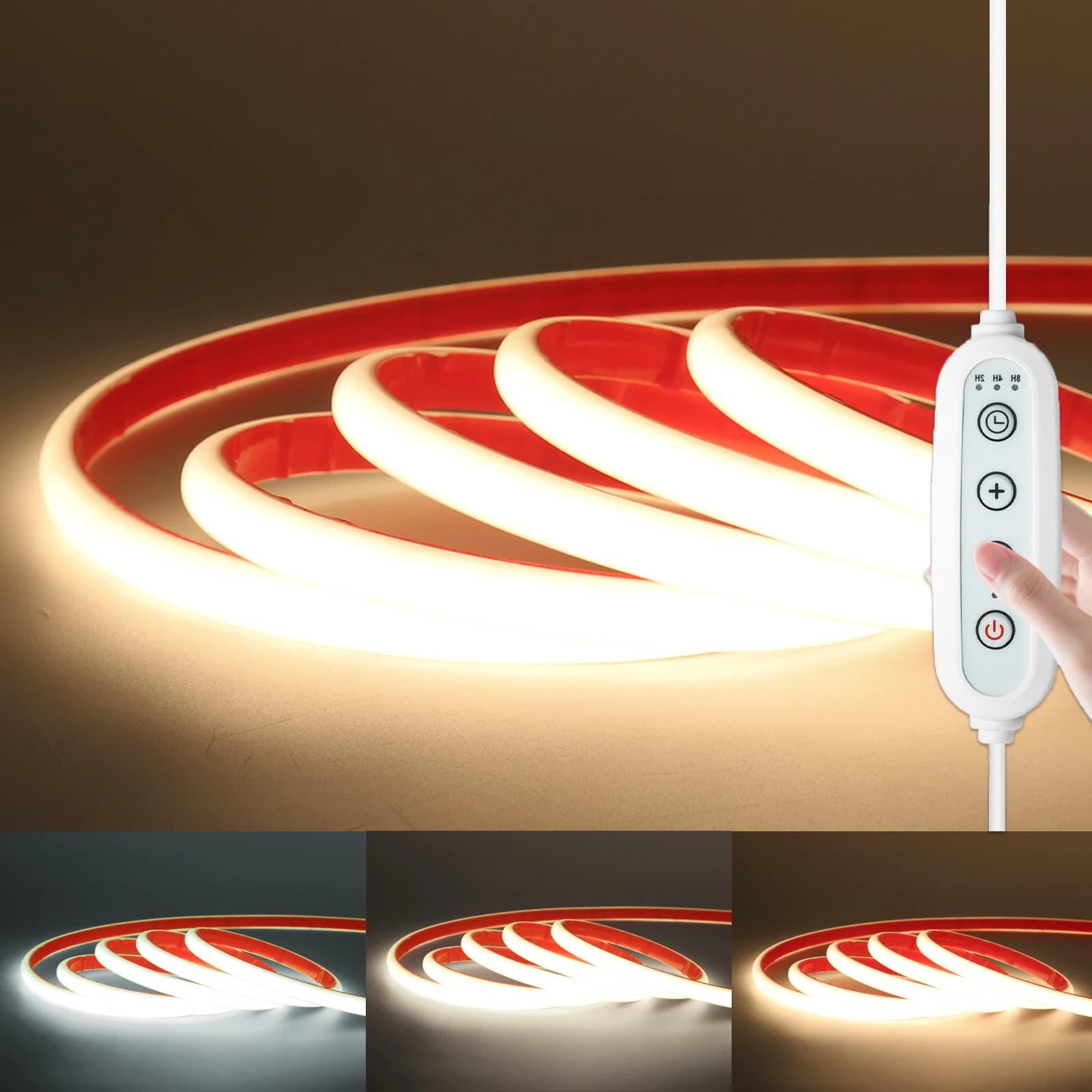 Dimmable COB LED Strip 220V IP67 288LEDs/M High Brightness Neon Led Strip Flexible Ribbon Tape for Room Kitchen Garden Lighting