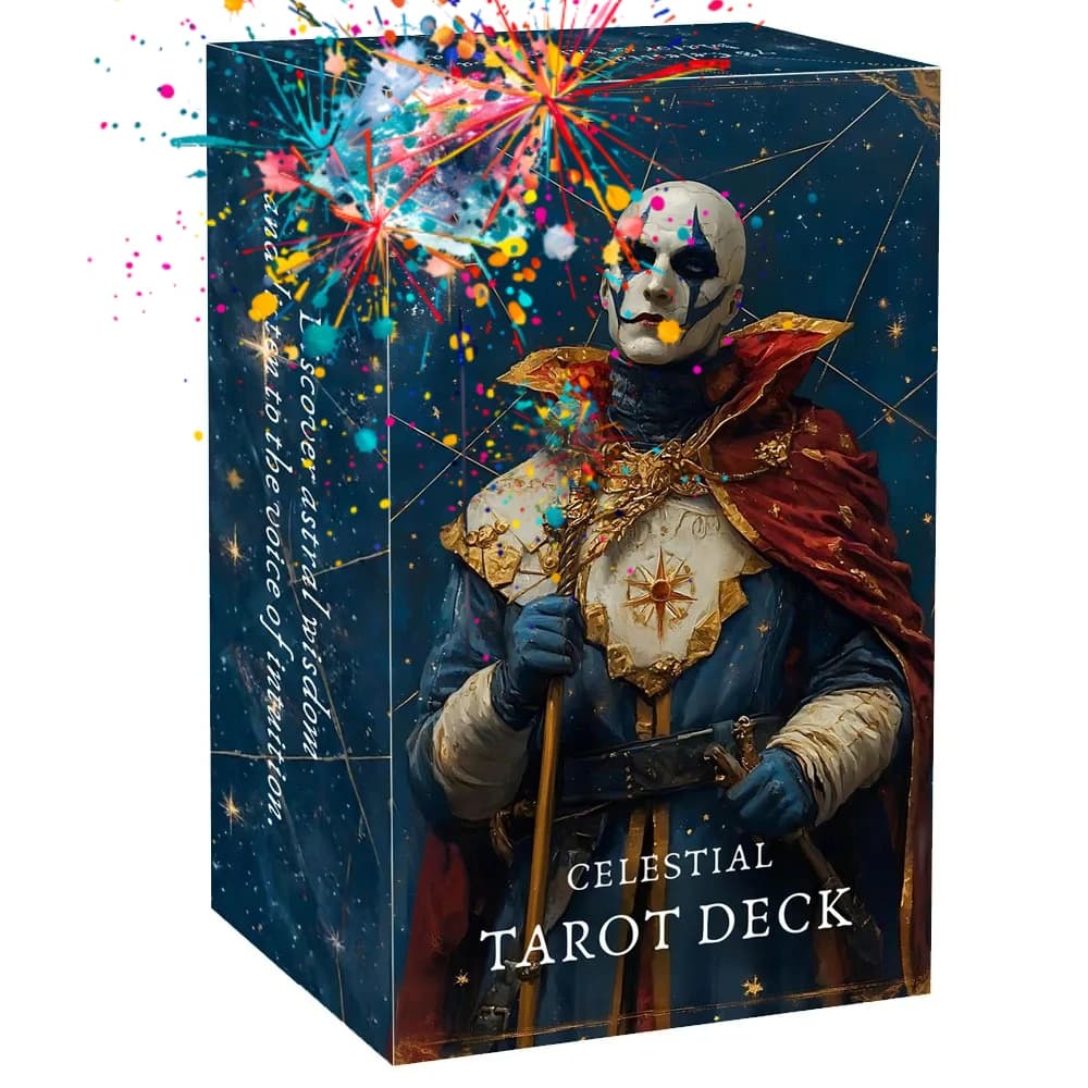 Mazzo di Tarocchi Celesti da 78 Carte 13x8 Cm, Connetti con l'Energia Universale, Libera il Tuo Potenziale Interno, Manuale in Carta