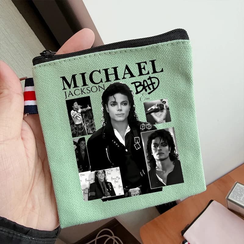 Mini portamonete in tela con stampa Michael Jackson The King of Pop MJ Portafogli per bambini Portacarte semplice con cerniera portatile