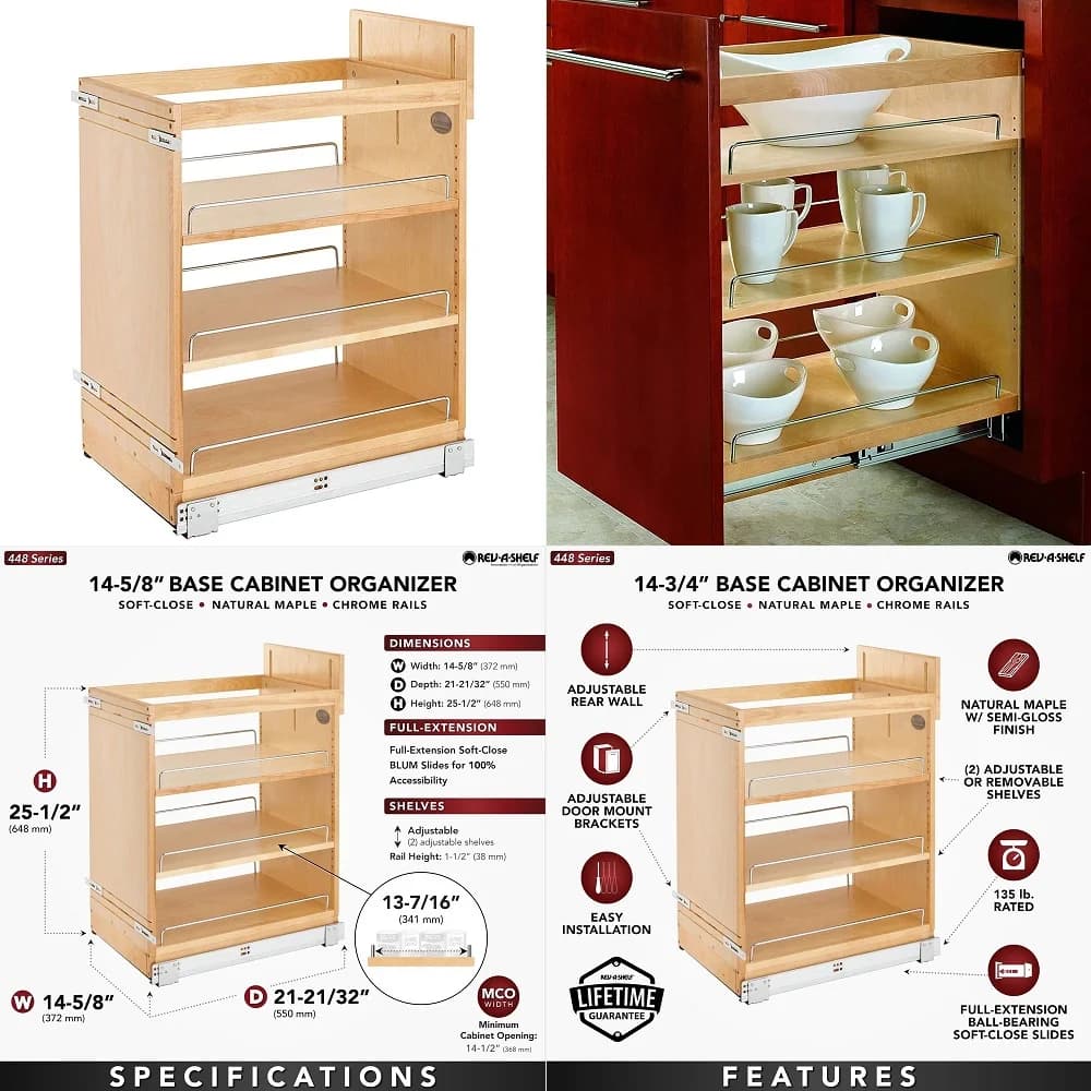 Organizzatore per scaffali a scomparsa 36 PullDown Heavy Duty per armadi alti da cucina e bagno, dispensa a doppio livello montata a parete, cromato, 5PD36C