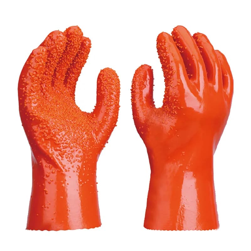 Guanti da lavoro rivestiti in PVC con granuli di gomma, impugnatura per olio, acqua, debole, resistenti agli acidi, resistenti, industriali, impermeabili per l'edilizia