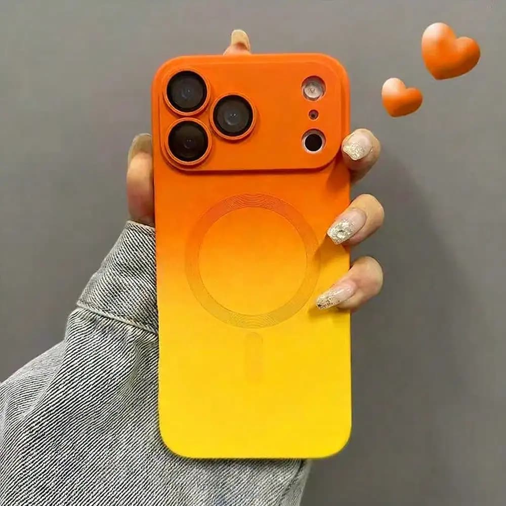 Compatible With IPhone 17 Pro Max, 17 Pro, 17 Air Fashionable Gradient Silicone Matte Magnetic Phone Case, Compatible With Apple