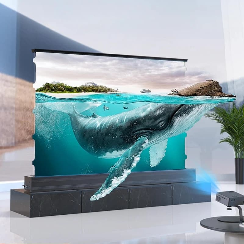 Schermo del proiettore automatico a pavimento In grigio 97% resistenza alla luce ambientale 16:9 4K/8K Ultra HDR per macchina di proiezione normale