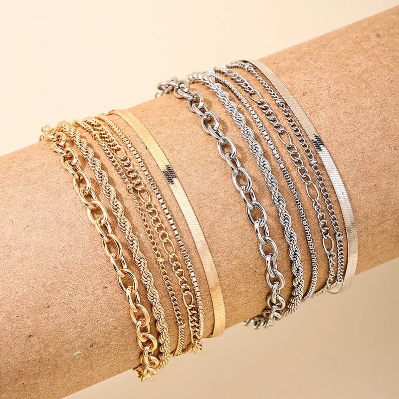 2024 New Valentine's Day Multi Layers Chains Link Bracelet for Women