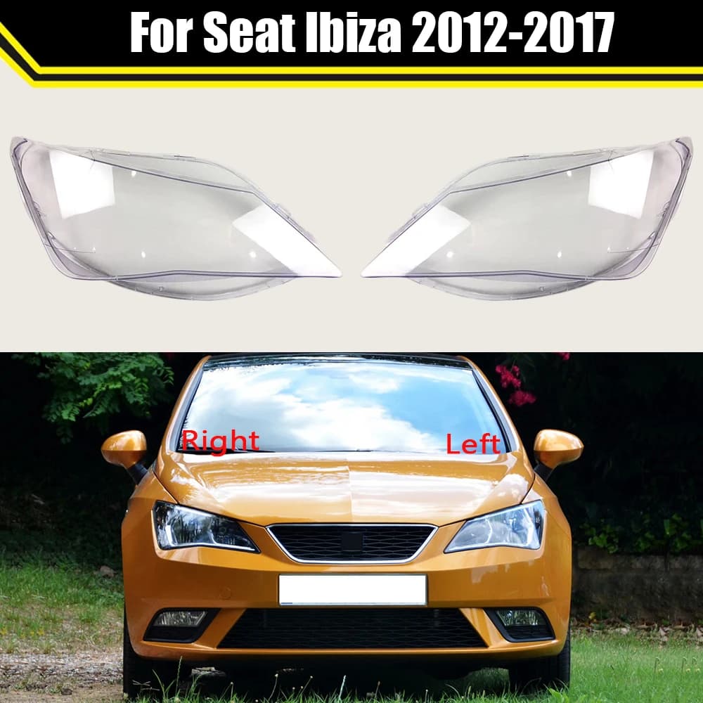 Auto Caso Faro Tappi Per Seat Ibiza 2012-2017 Auto Faro Anteriore Copriobiettivo Paralume Coprilampada Testa Della Lampada Luce Borsette di Vetro