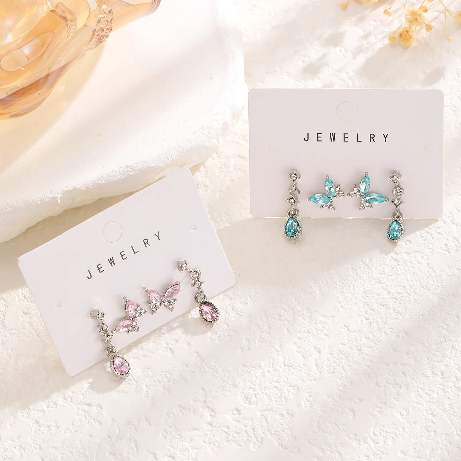 Orecchini pendenti a goccia con strass di cristallo, ipoallergenici, set di orecchini vintage estetici per feste di compleanno per ragazze