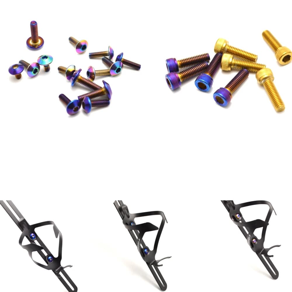 2 pezzi M5 * 12mm titanio oro titanio blu bulloni per portabottiglie d'acqua, viti di fissaggio per portaborraccia per bici, bicicletta da strada MTB A