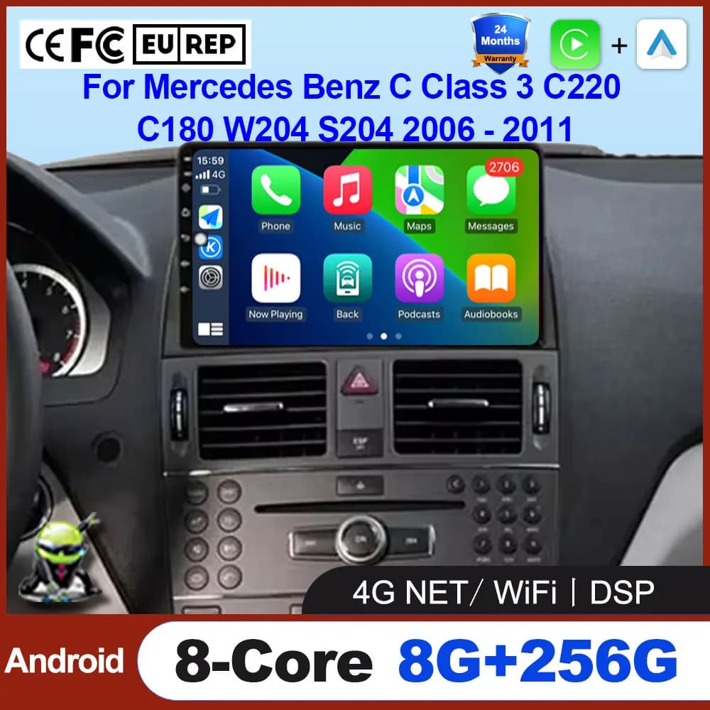 Sistema operativo Android per Mercedes Benz Classe C 3 C220 C180 W204 S204 2006 - 2011 Auto Wireless Carplay Radio Stereo Multimediale