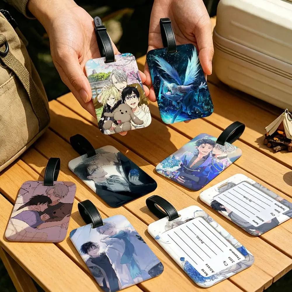 Anime YURI!!! on ICE Waterproof PVC Baggage Tag With Info Card Anti lost Identification Tag For Luggage School Backpack